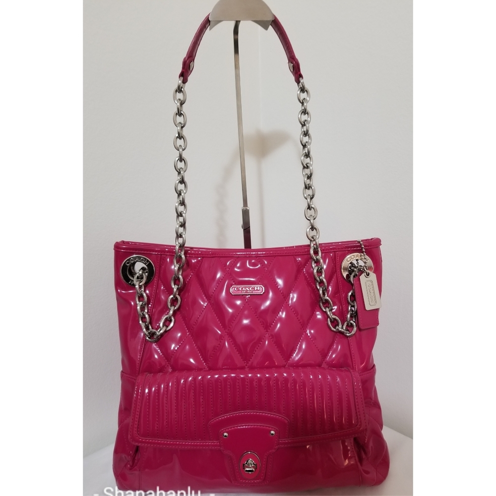 COACH F19830 Poppy Quilted Liquid Gloss Hot Pink - Picture 6 of 10